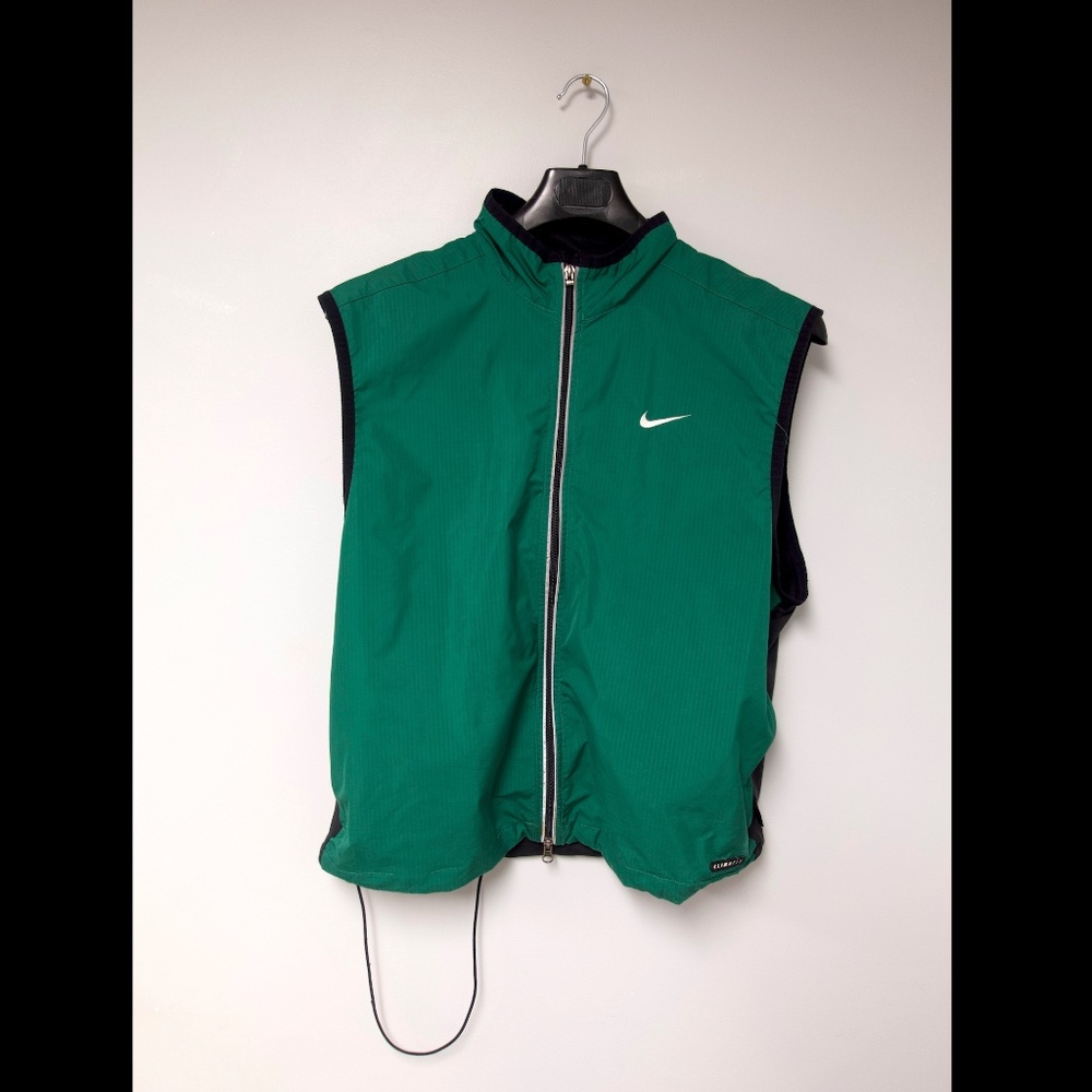 Vintage Nike Colorblock Hoodless Running Vest Green Black Mens L